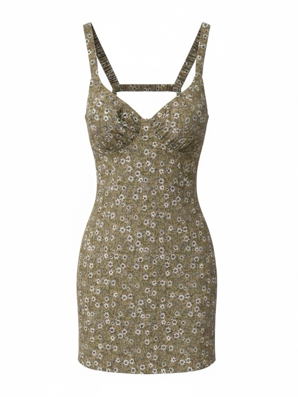 Floral Slip Mini Dress in Olive Sz small